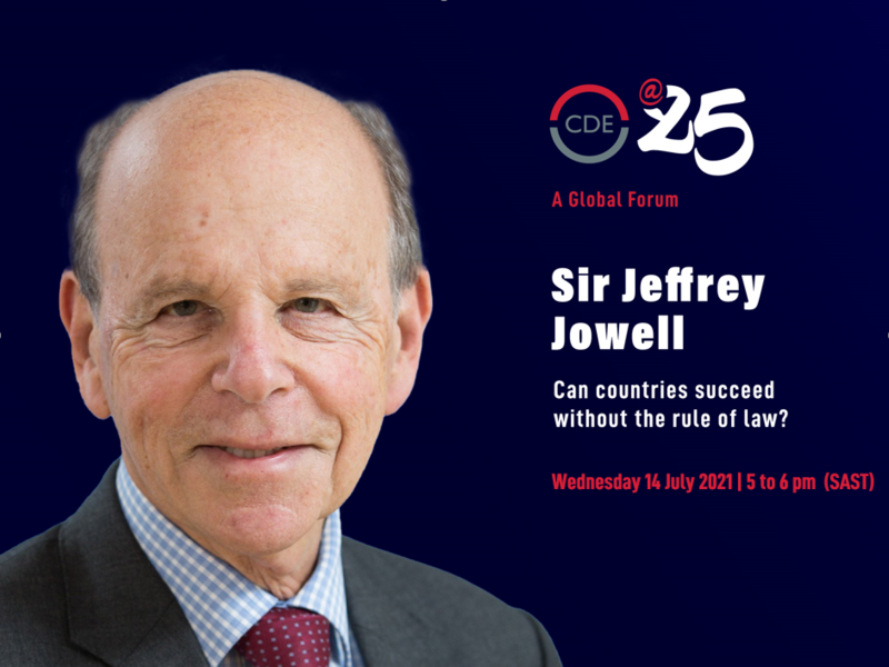 Sir Jeffrey Jowell event at CDE discussing if countries can succeed without the rule of law